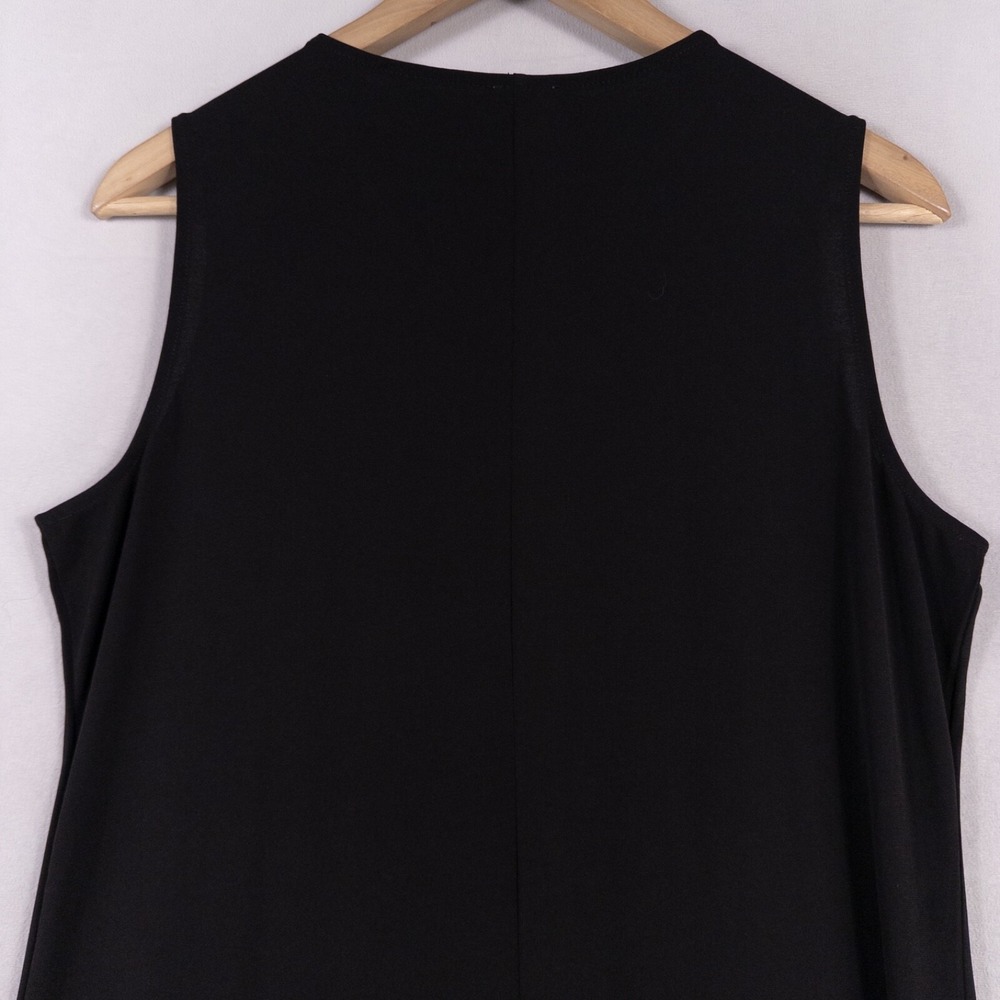 Chico's Midi Dress Womens 1 Black Stretch Knit Ruffle Front Travel Casual Resort - Picture 5 of 10